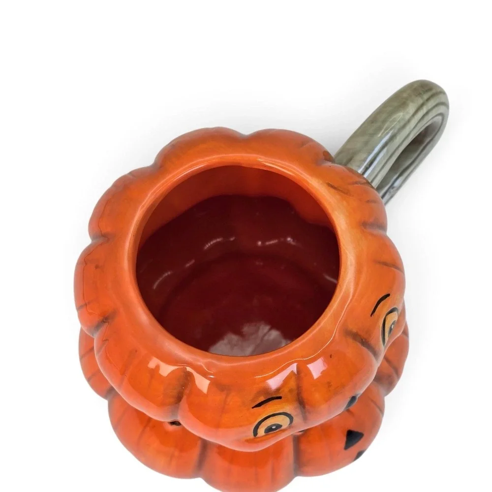 Johanna Parker Stacked Pumpkin Mug Halloween Jack O Lantern Ceramic Orange